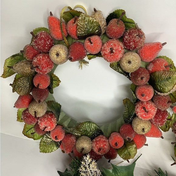 (2) Vintage Sparkled Fruit 9.5” Wreaths - Picture 3 of 4